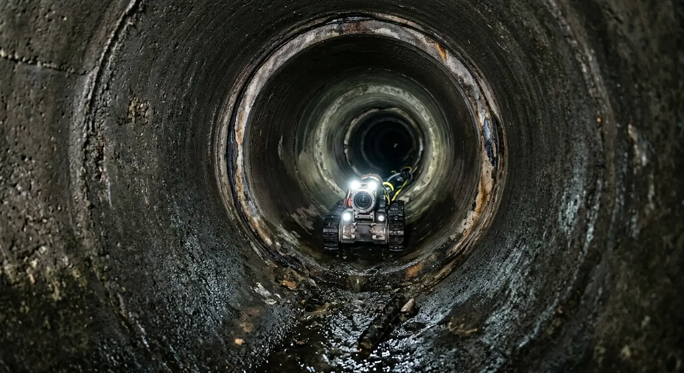 Robotic sewer camera inspecting pipe interior for Sewer Line Cleaning in American Fork